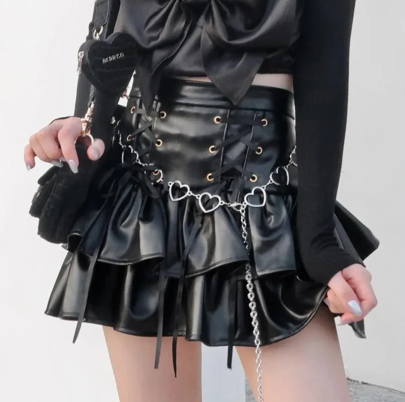 Saias RuibbbbbBit Girl Goth Punk Design Original Sweetheart Killer Black Harajuki Street Ball vestido de baile saia Y2K