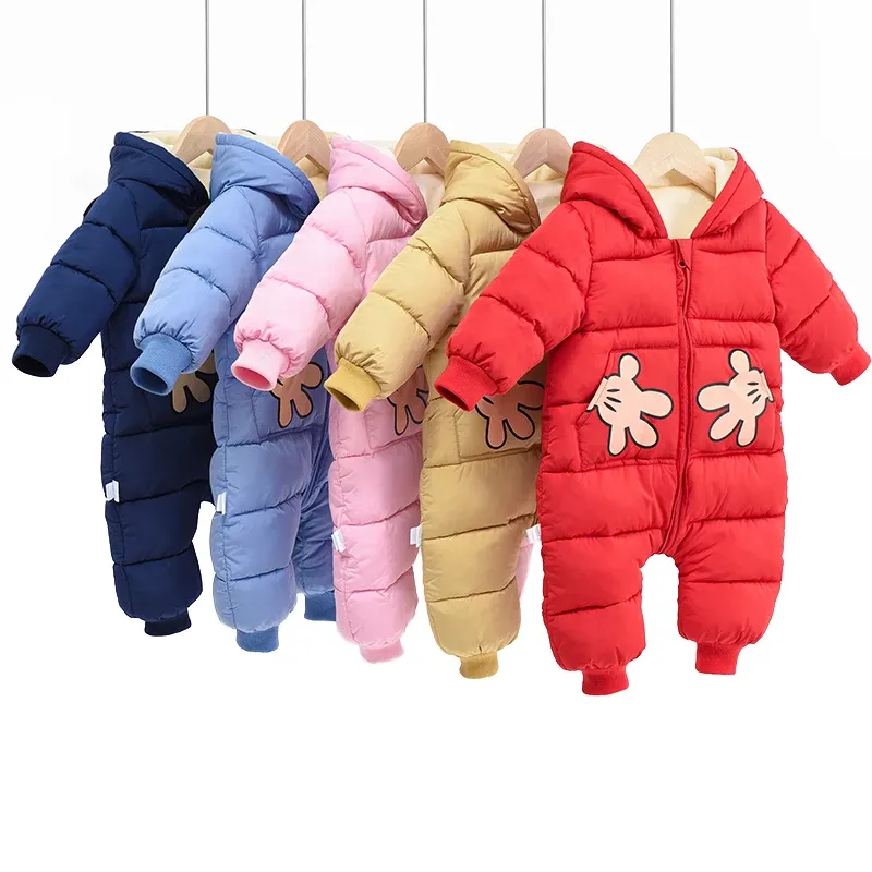 One-Pieces OLEKID 2023 Autumn Winter Baby Rompers Cartoon Plus Velvet Newborn Jumpsuit Toddler Girl Overalls Baby Boy Snowsuit Toddler Coat