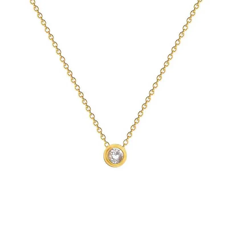 Zircon Pendant Necklace Elegant Stainless Steel Classic Jewelry_voghion.com