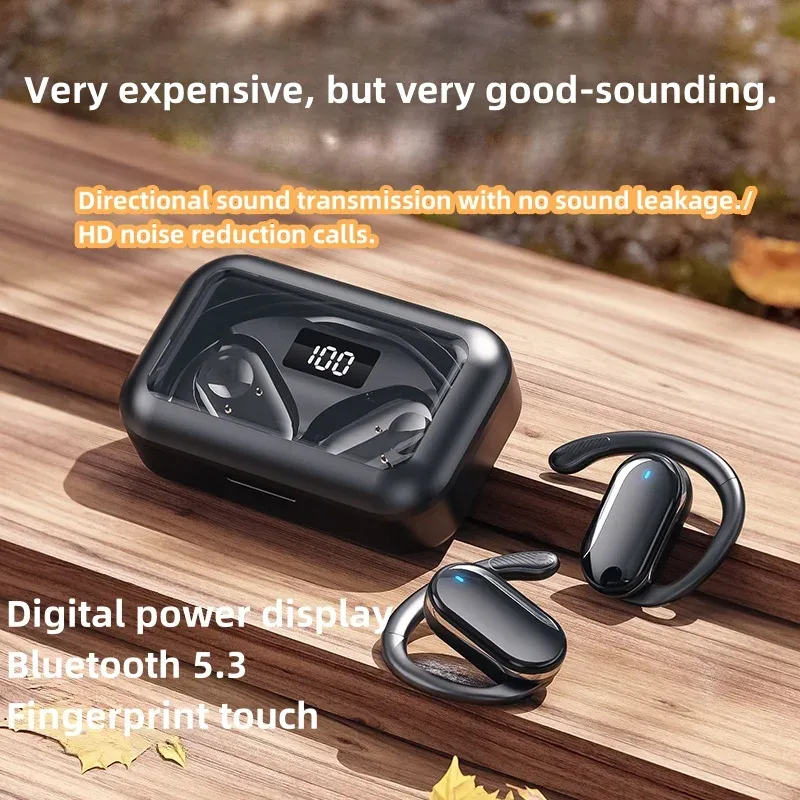 ヘッドフォンT80 HDサウンド品質OWSスポーツイヤホンBLUETOOTH 5.3コールノイズリダクション付きイヤークリップイヤホン付き真のワイヤレスステレオ
