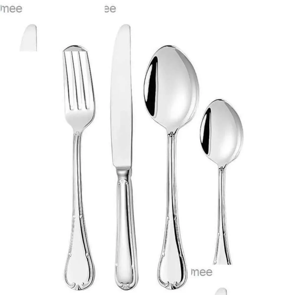 Sets Quality Shiny High Flatware Dinnerware Set 18/10 Stainless Steel Mirror Sier Cutlery 304 for 6drop Ship Q230828 Drop Delivery Hom Dhhuu