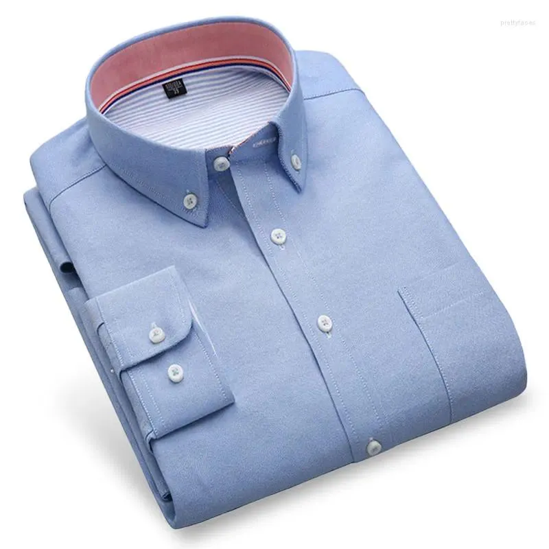 Męskie koszule Wysokiej jakości Mężczyźni moda wiosna jesienna forma formalna długie rękaw Sym Slim Fit Social Oxford Dress Shirt