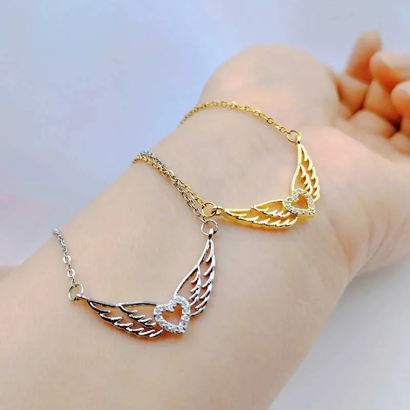 Collane Moda Ciondolo Collana Ali d'Angelo Classico Personalità Forma di Cuore Versatile Ciondolo Squisito Catena Clavicola_voghion.com