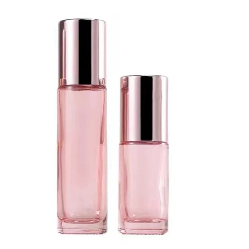 2024 10ml cor rosa rolo de vidro grosso no óleo essencial garrafa de bola de rolos de perfume vazio para travelfor vidro garrafa