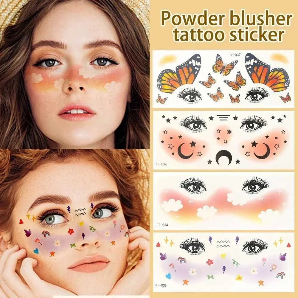 Tattoo -overdracht Blush Face Tattoo Stick geen irritatie wegwerp wegwerp schattige blusher liefde zoete decoratieve stickers milieu waterdichte tatoeages 240427