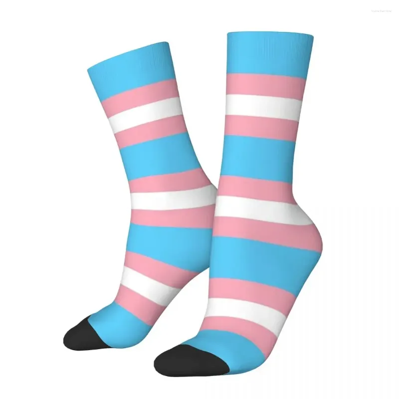 Herrensocken Transgender Flagge LGBT Pride Harajuku Hochwertige Strümpfe in der gesamten Saison lange Accessoires für die Geschenke der Frau