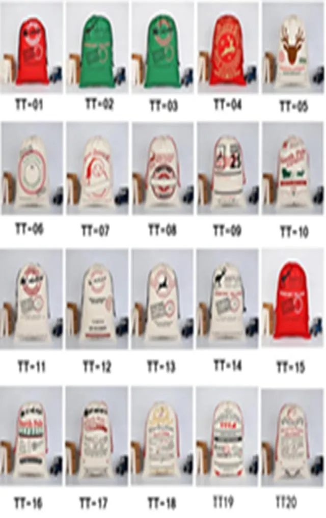 Christmas Gift Bags Large Organic Heavy Canvas Bag Santa Sack Drawstring Bag With Reindeers Santa Claus Sack Bags EEA10731600615