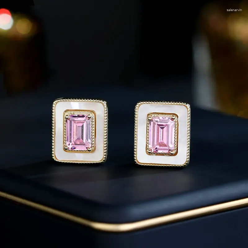 Stud Earrings Shining Crystal Square 925 Silver Needle Korean Fashion Statement Jewelry Earings