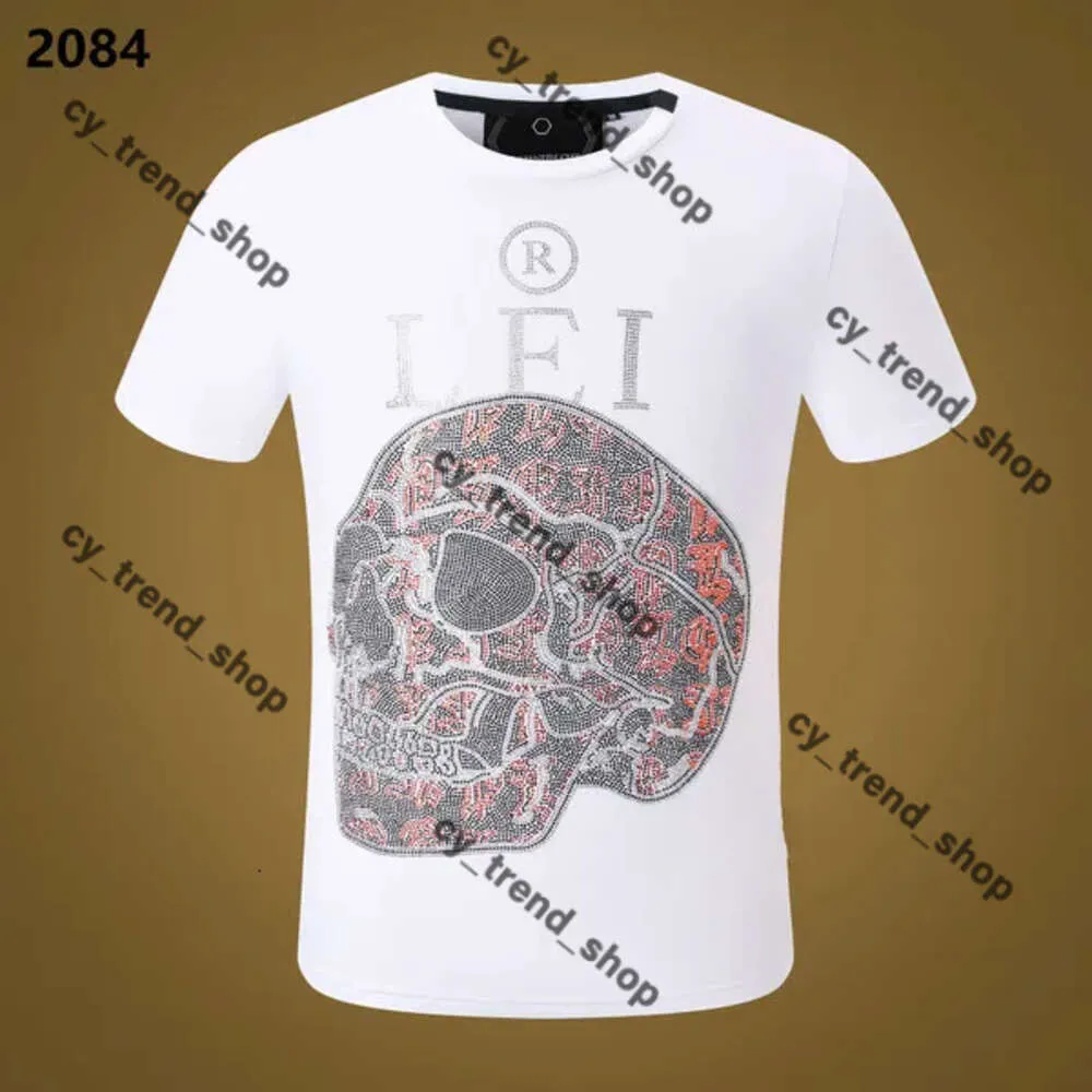 Plein urso camiseta masculina designer tshirts Round Round Rhinestone Skull Men camise