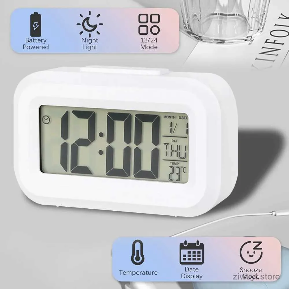 Skrivbordklockor LED Digital Alarm Clock Electronic Digital Alarm Screen Desktop Table Clocks For Home Office Backlight Snooze Calendar Clock