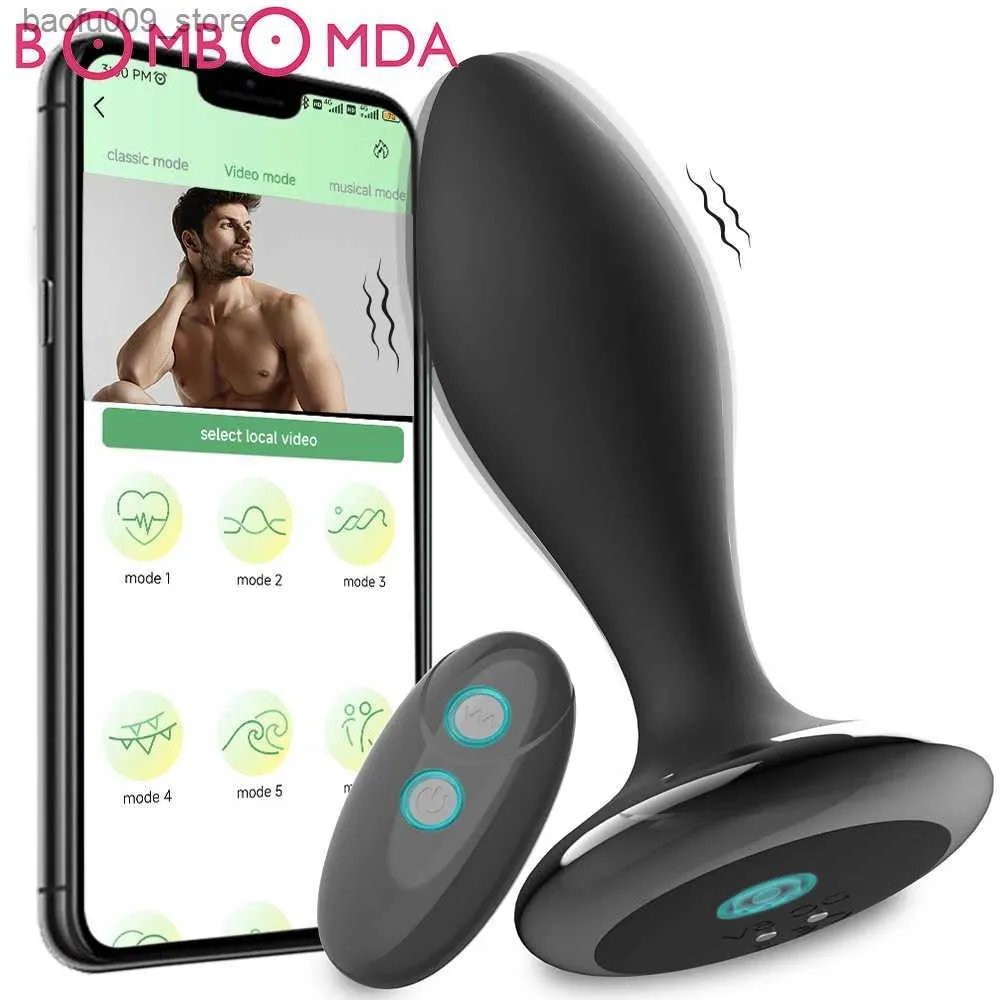 Andra hälsoskönhetsartiklar manlig prostata massager bluetooth applikation vibrator manlig homosexuell onani anal plug produkt vuxen 18 q240426