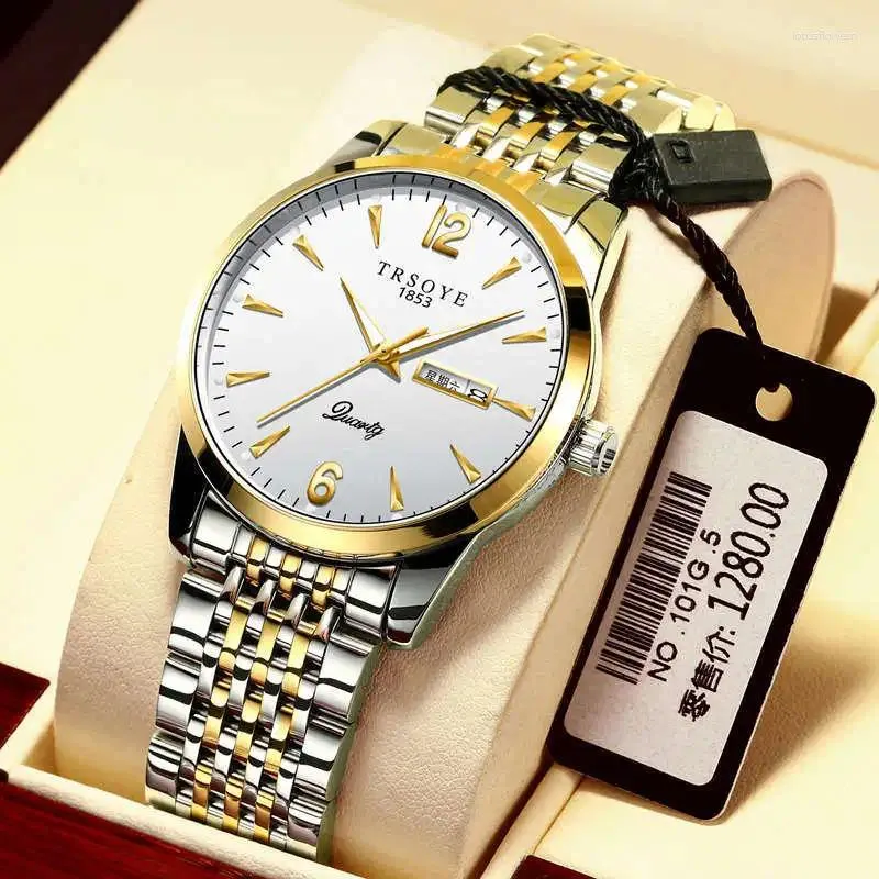 Mujeres de pulsera Trsoye Relojes Reloj Men's Watch de acero inoxidable Business Luxury Luxury Water Wating Quartz Fashion Wrist Relojes de pulsera