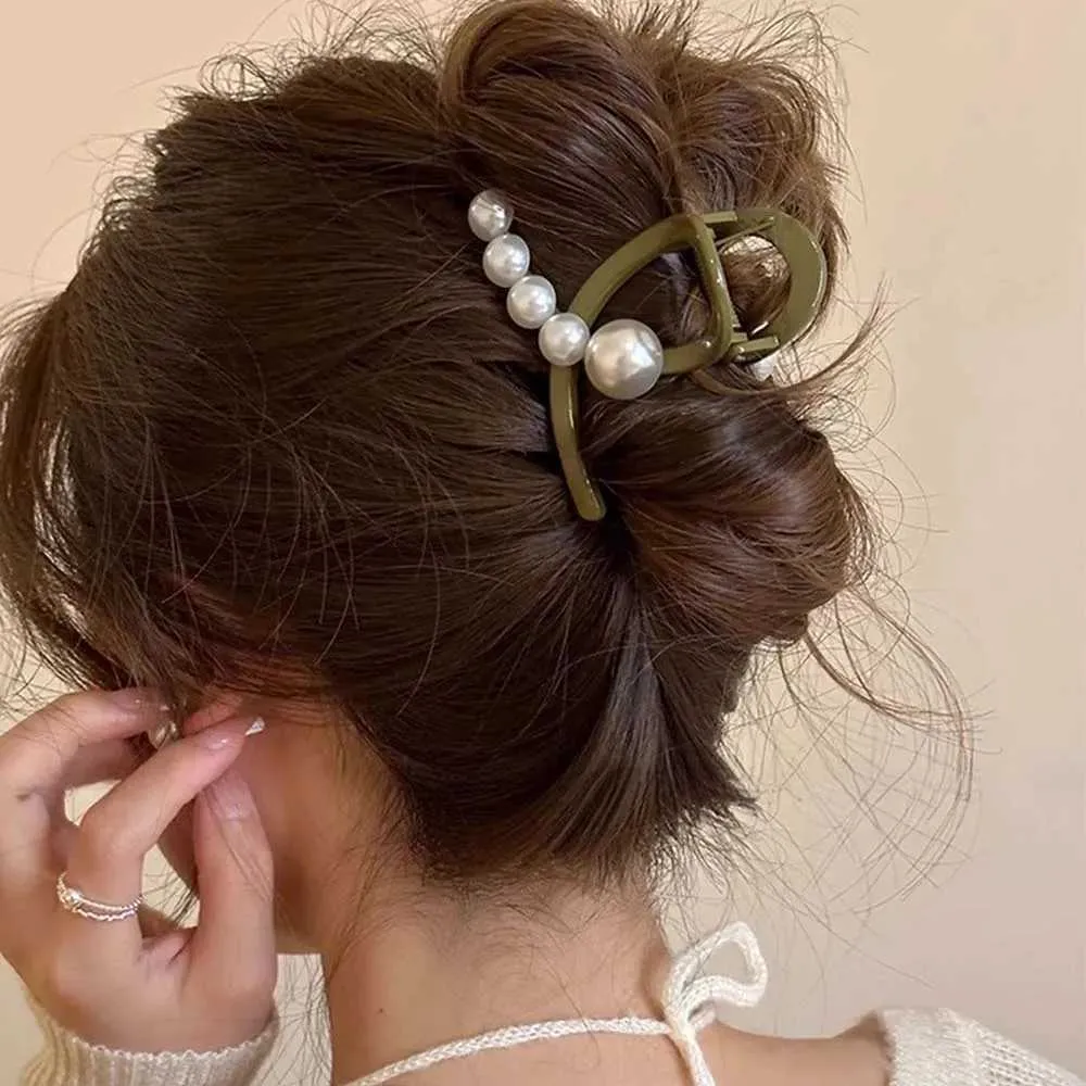 Clamps Cross Pearl Hair Clip for Women Fashion French Elegant Hairgrips Korean Style Hair Claw Clips Girls Hairpin New Hair Accessories Y240425