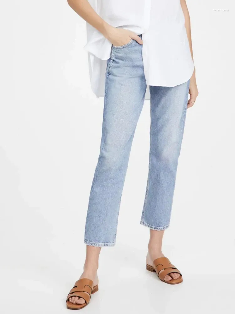 Jeans pour femmes femmes hautes taille pantalon de denim bleu clair printemps et d'été décontractés