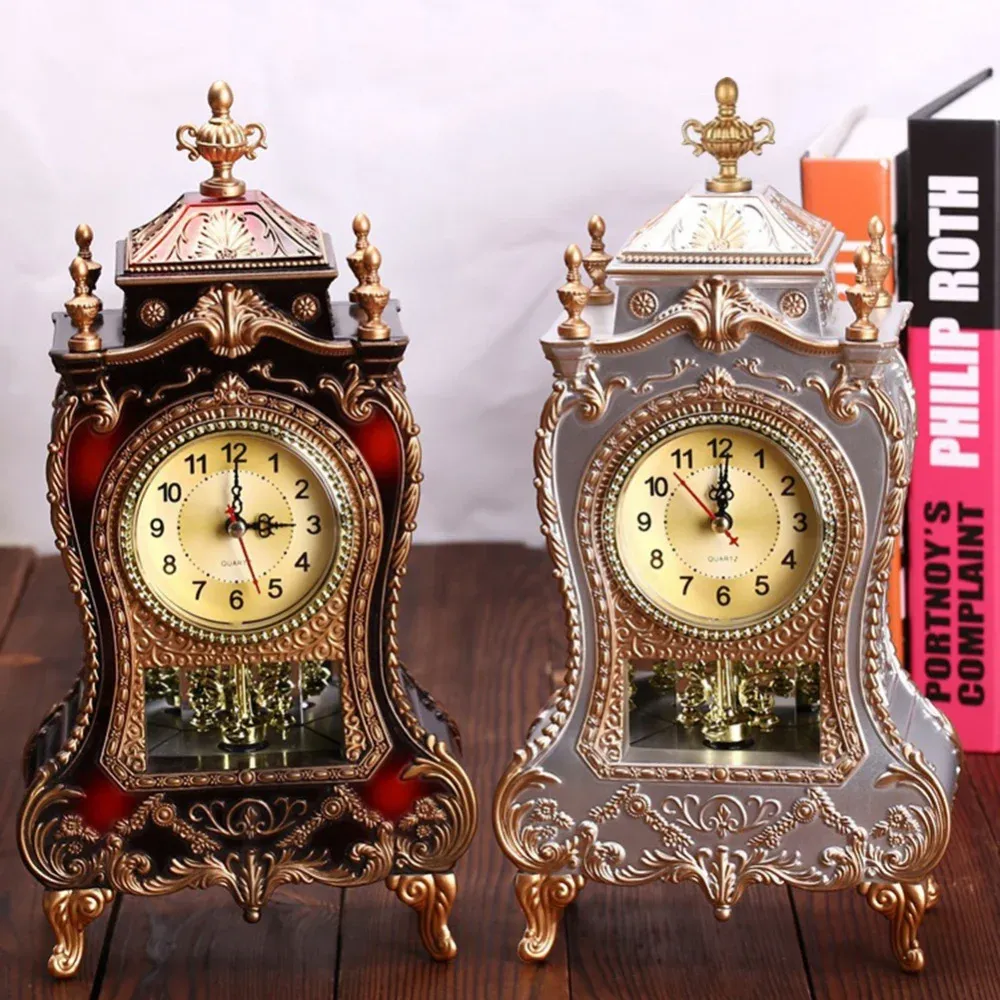 Orologi Orologio da tavolo antico Clock Clock Vintage Clock Classical Rood Shoom Desk Retro Imperial Creative Pendulum Clock