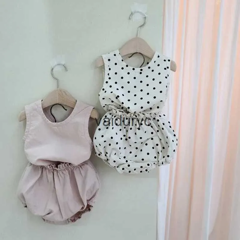 Set di abbigliamento Summer Baby Clothes Polka Dot Baby Boys Vespeti Tops e Bloomer Toddler Girls Autfit Baby Outfit H240426