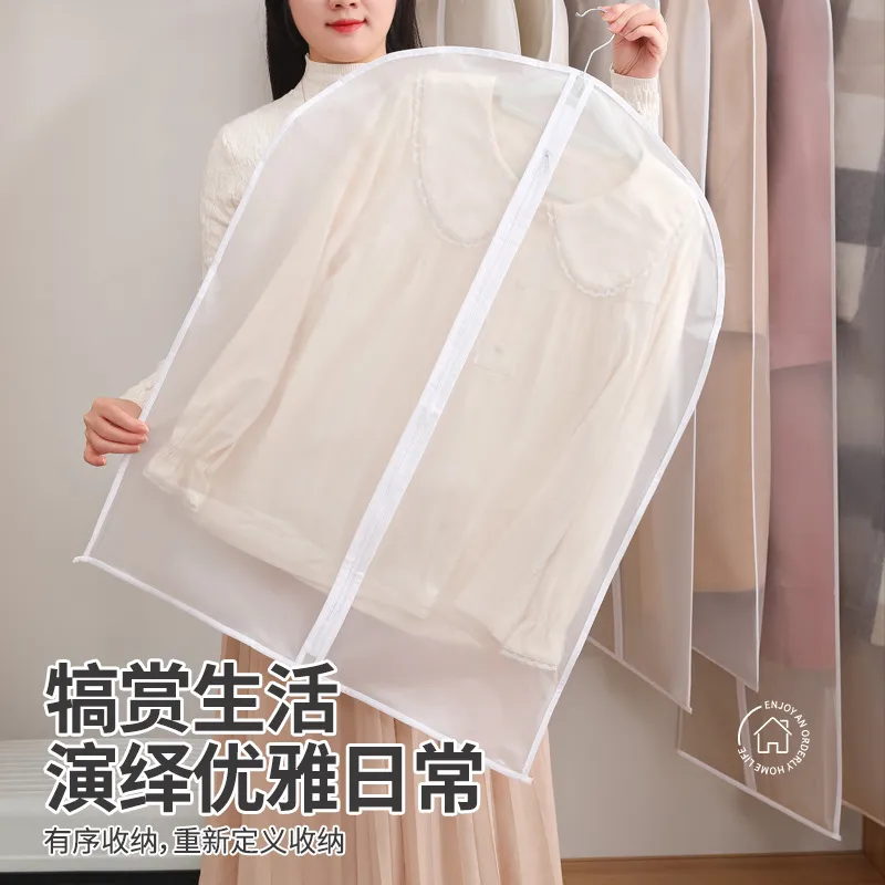 Kläddammtäcke Hushållen Transparent Frosted Klädväska Peva Tvättbar förvaringspåse