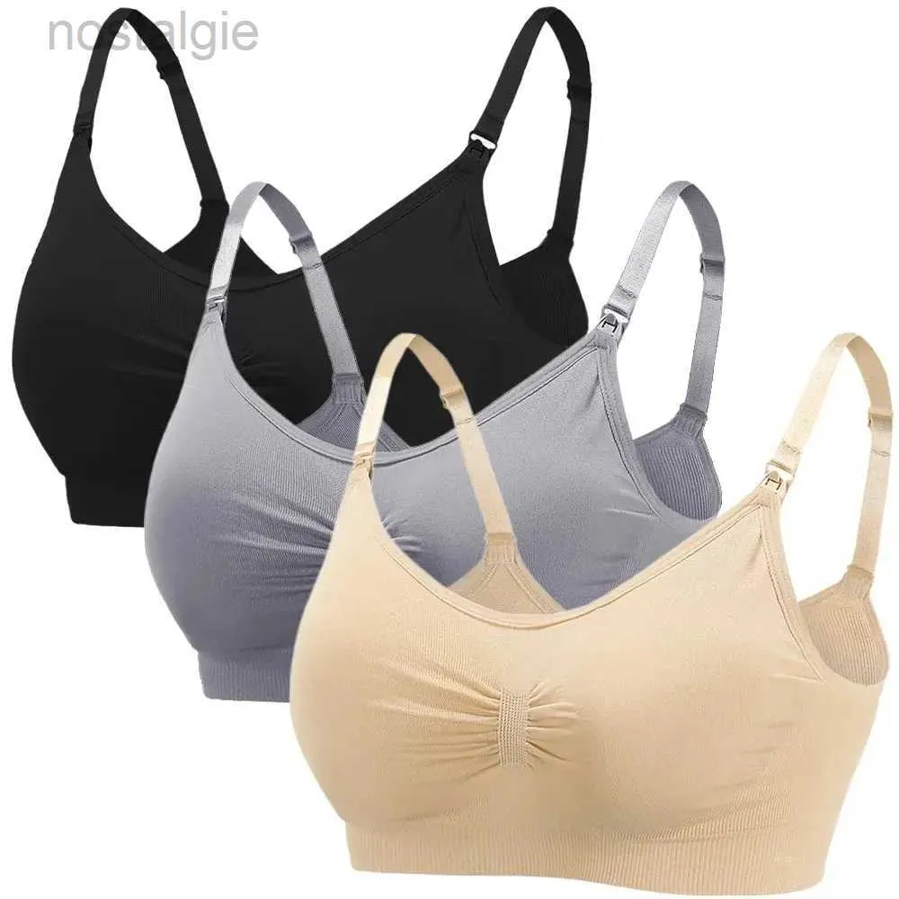 Zwangerschap Intimates Verpleging beha voor vrouwen Zwangerschaps borstvoeding 3Pack volledige dekking comfortabele draadloze slaapbralette met verwijderbare gevoerde D240426