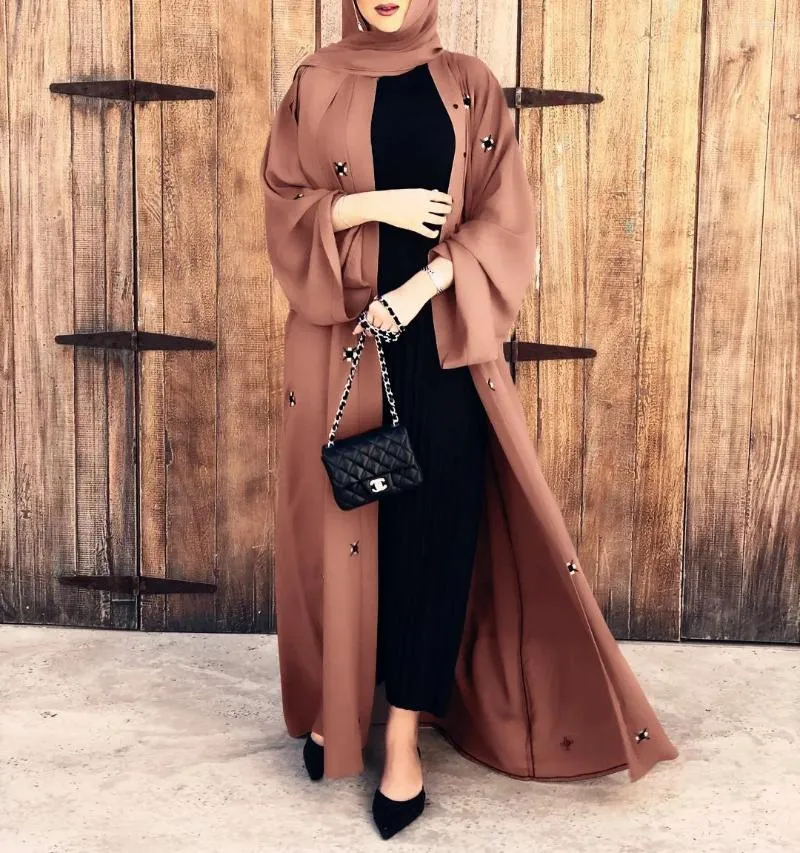 Ethnic Clothing Eid Abayas For Women Dress Kaftan Abaya Robe Femme Musulmane Beading Belt Jilbab Khimar Ramadan Islamic Hijab Abayat