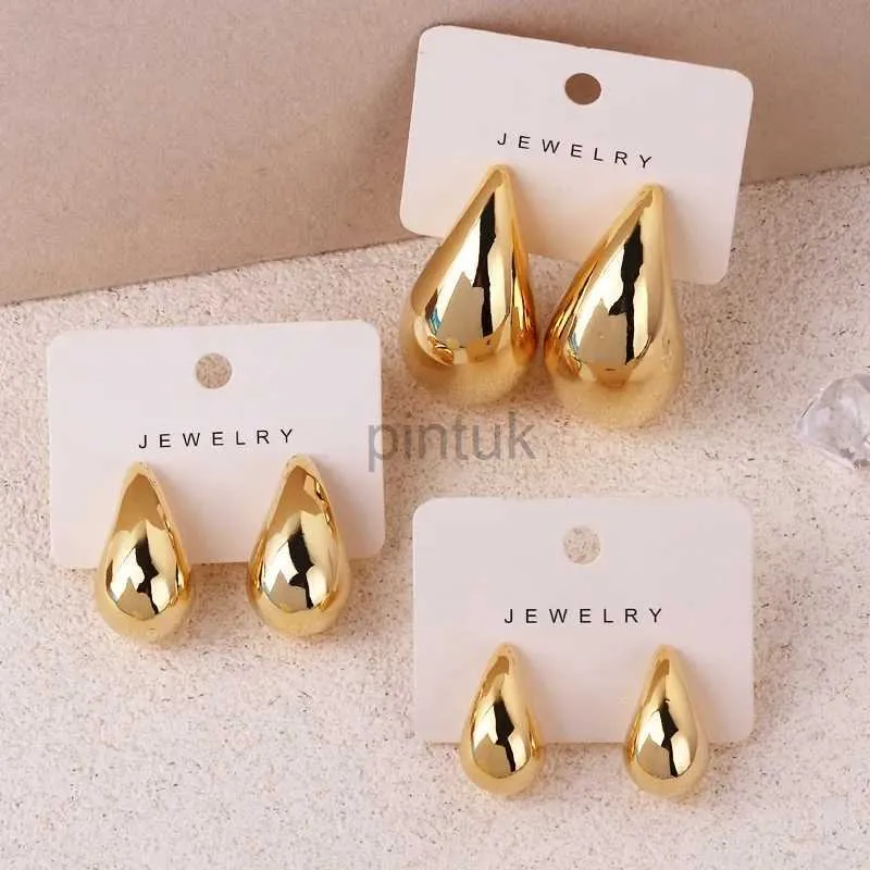 Stud Doteffil Vintage Glanzende waterdrop Dange oorbel voor vrouwen lichtgewicht holle dikke dikke traan Gouden dikke hoepels mode sieraden D240426