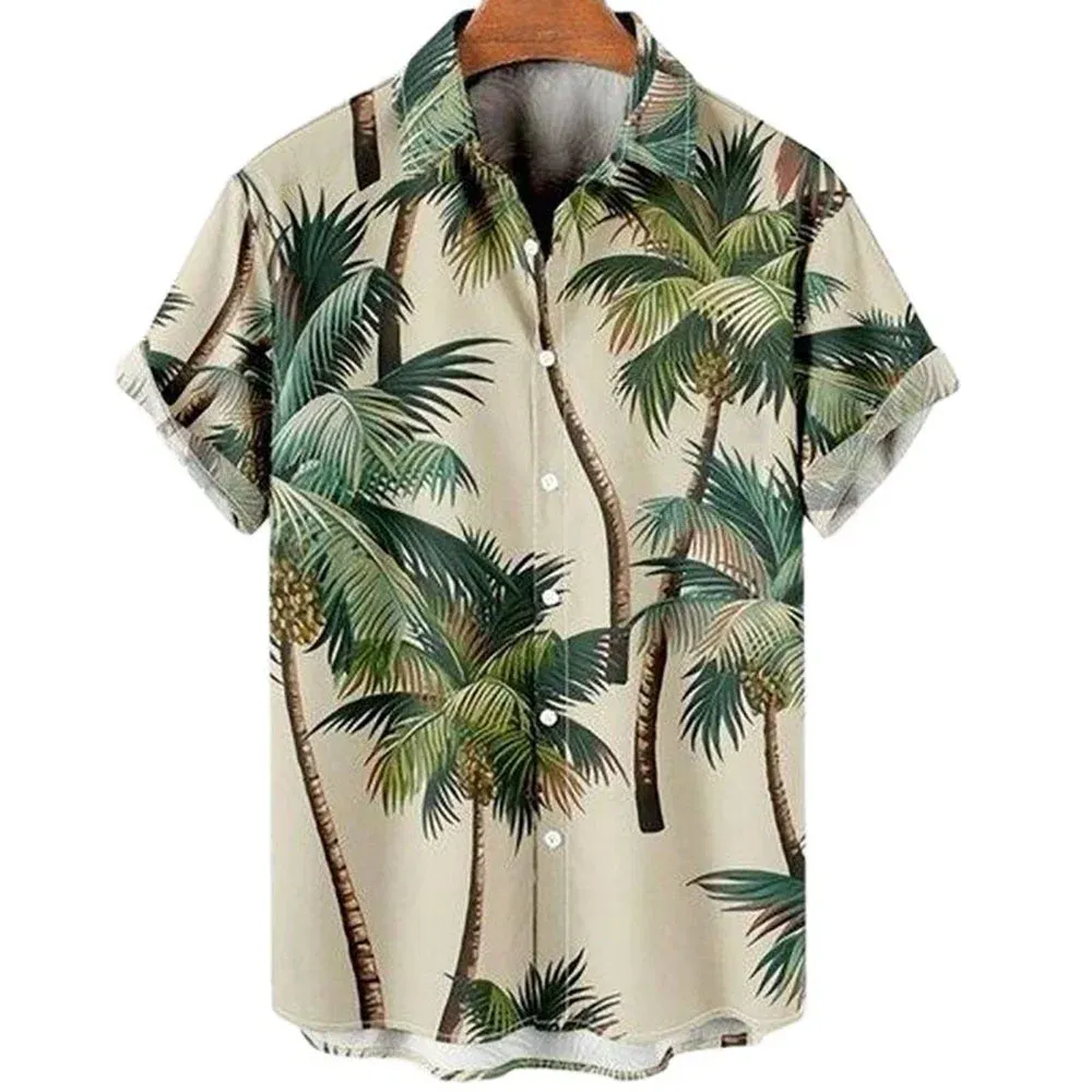 Рубашки мужская блузка 3D -печать Летнее кокосовое дерево.