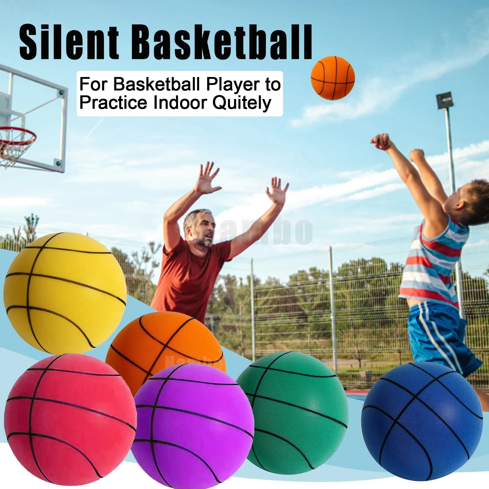 Basketball Silent Training Basketball High Density Foam Indoor Sports Balls Soft Bouncy Balls Kids Adult Sports Training Get Free Netting