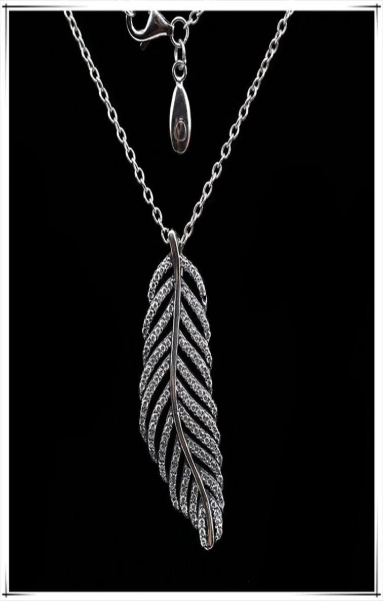 Glitter Feather ketting 925 Sterling zilver voor p Jewelry mode hoogwaardige elegante dames ketting met originele doos 277886185