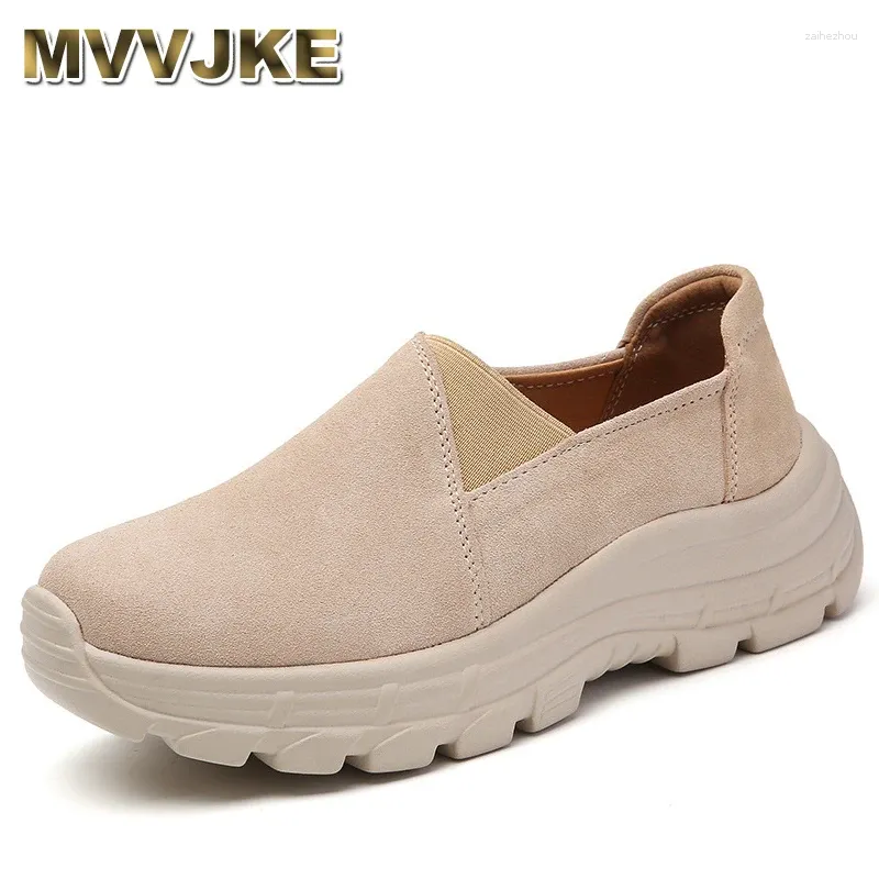 Kleiderschuhe Fashion Wedge Chunky Sneakers Frauen 2024 Koreanisch Frosted Wildleder weibliche Schwung Plattform Plus Size Casual Slip On on