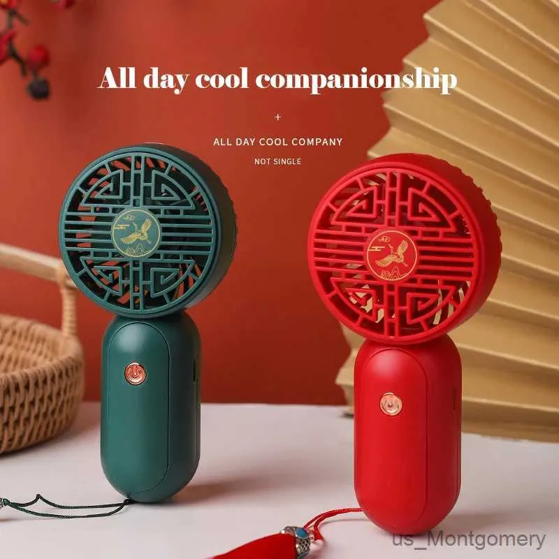 Elektrische fans Chinese stijl elektrische mini schattige ventilator USB opladen rustige bureaublad draagbare kleine gele eendenventilator sterke wind 3 snelheden verstelbaar