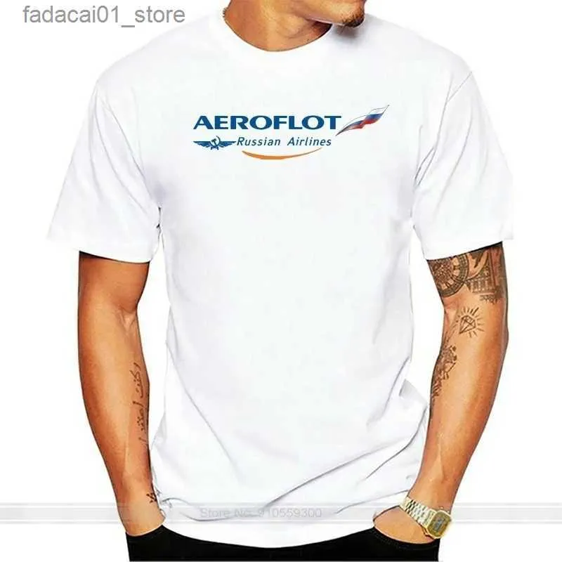 Męskie koszulki Aeroflot Russian Airlines T-shirt Cotton Tshirt Men Summer Fashion T-Shirt Rozmiar Euro Q240426