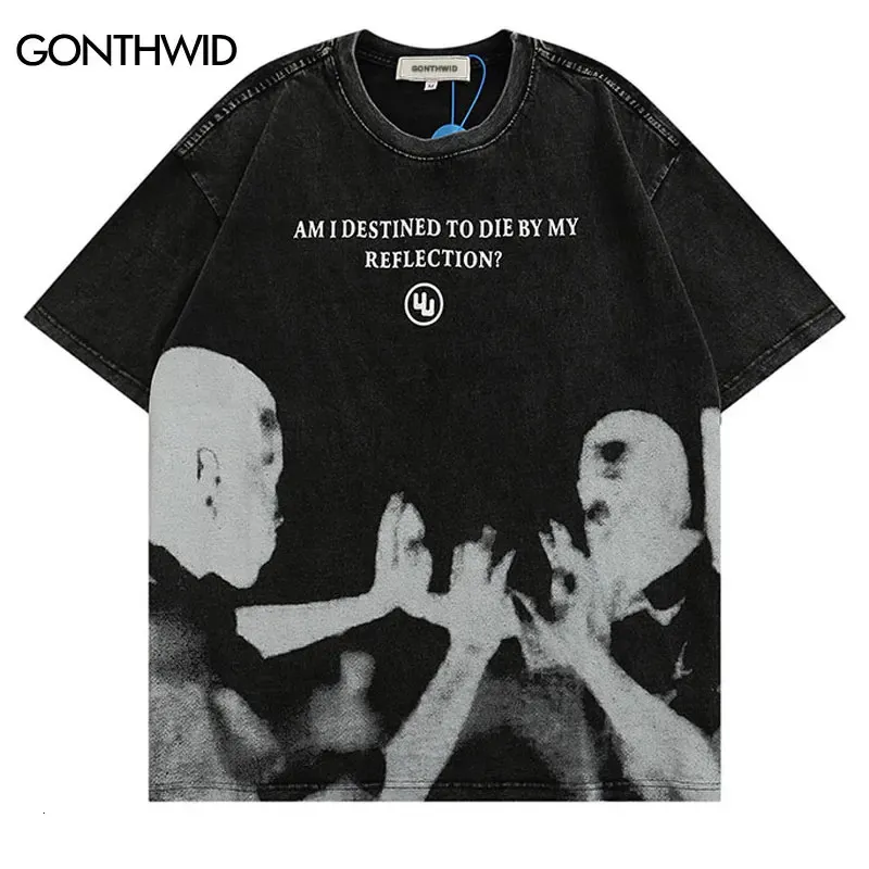 Mens punk t shirt streetwear Hip Hip vintage retro graficzny graficzny grafik gotycki koszulka harajuku casual bawełniana koszulka krótkiego rękawu 240409