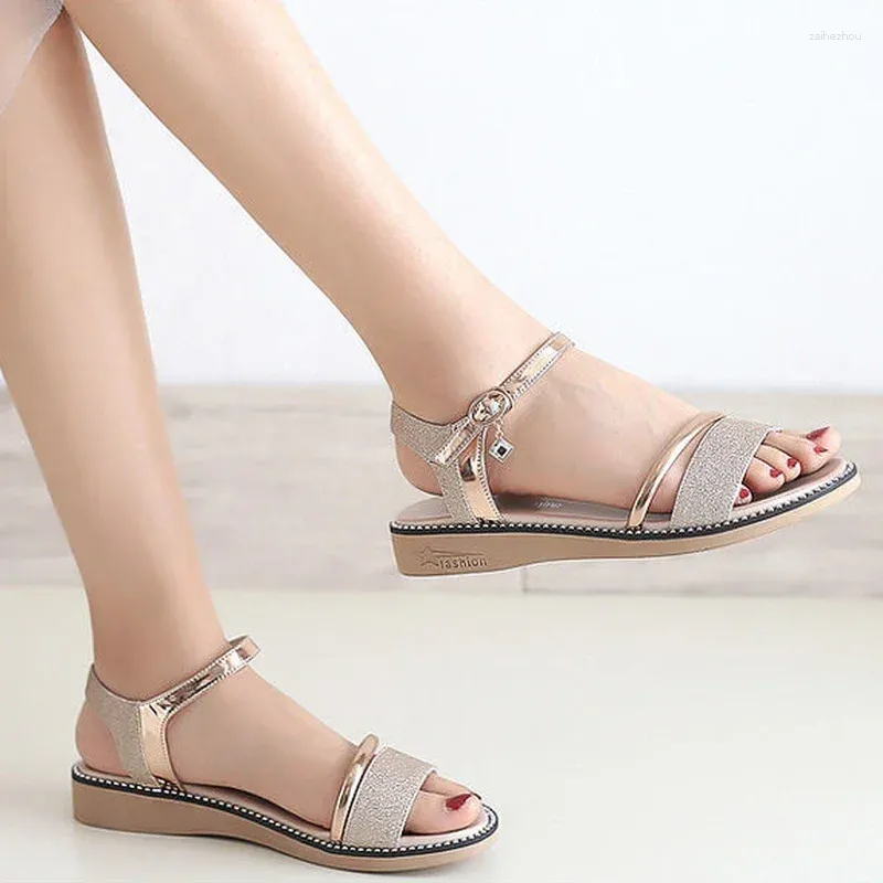 Casual Shoes Roman Style Footwear Sandals For Women Open Toe Buckles Ladies Summer 2024 One Word Vip Sale Comfort Trend H The Shoe