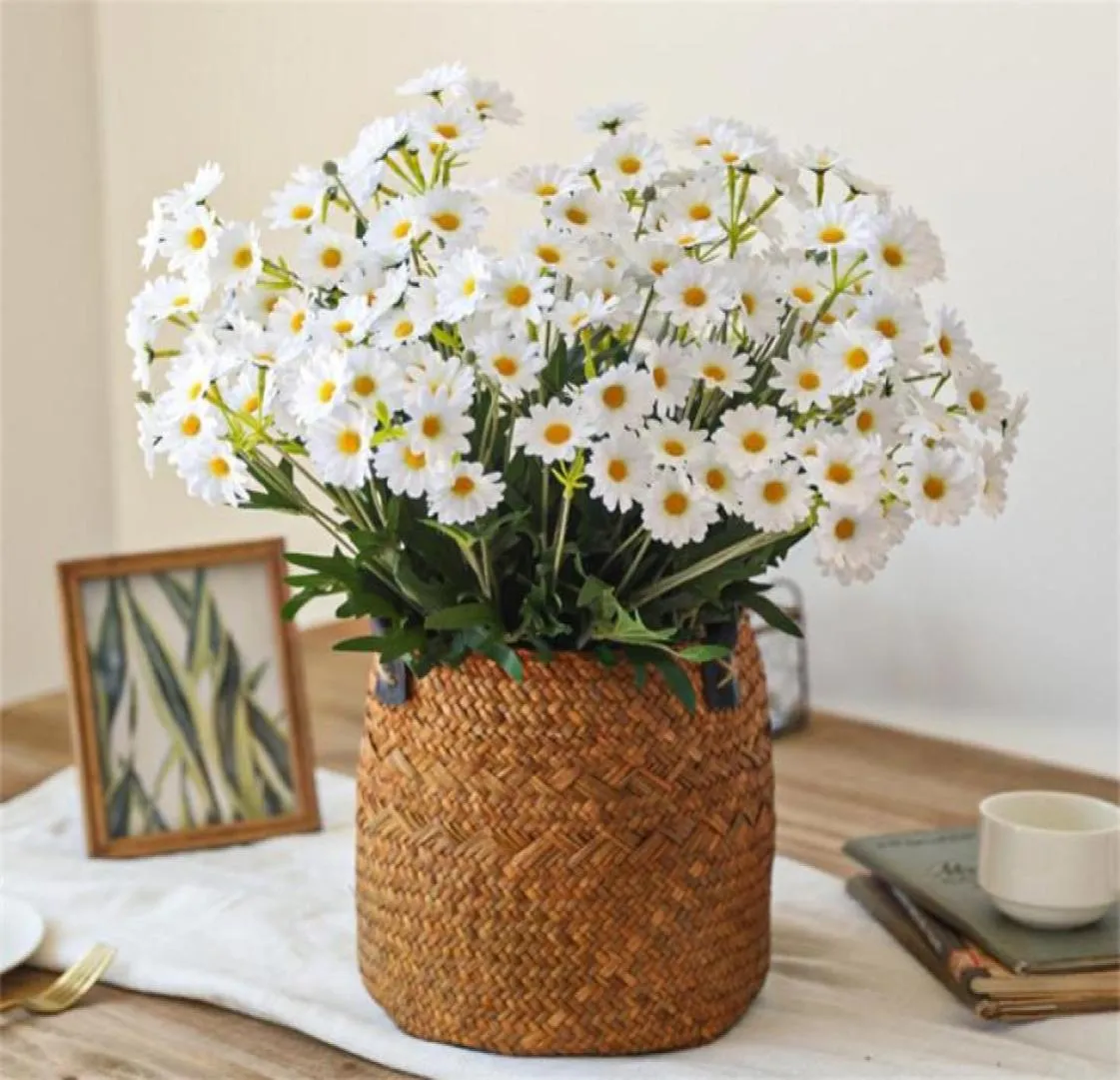 Dekorative Blumen Kränze weiß Daisy Bouquet DIY Home Dekorationspflanzen Künstliche Seidengefälschte Blumengarten Hochzeitsfeier3020531