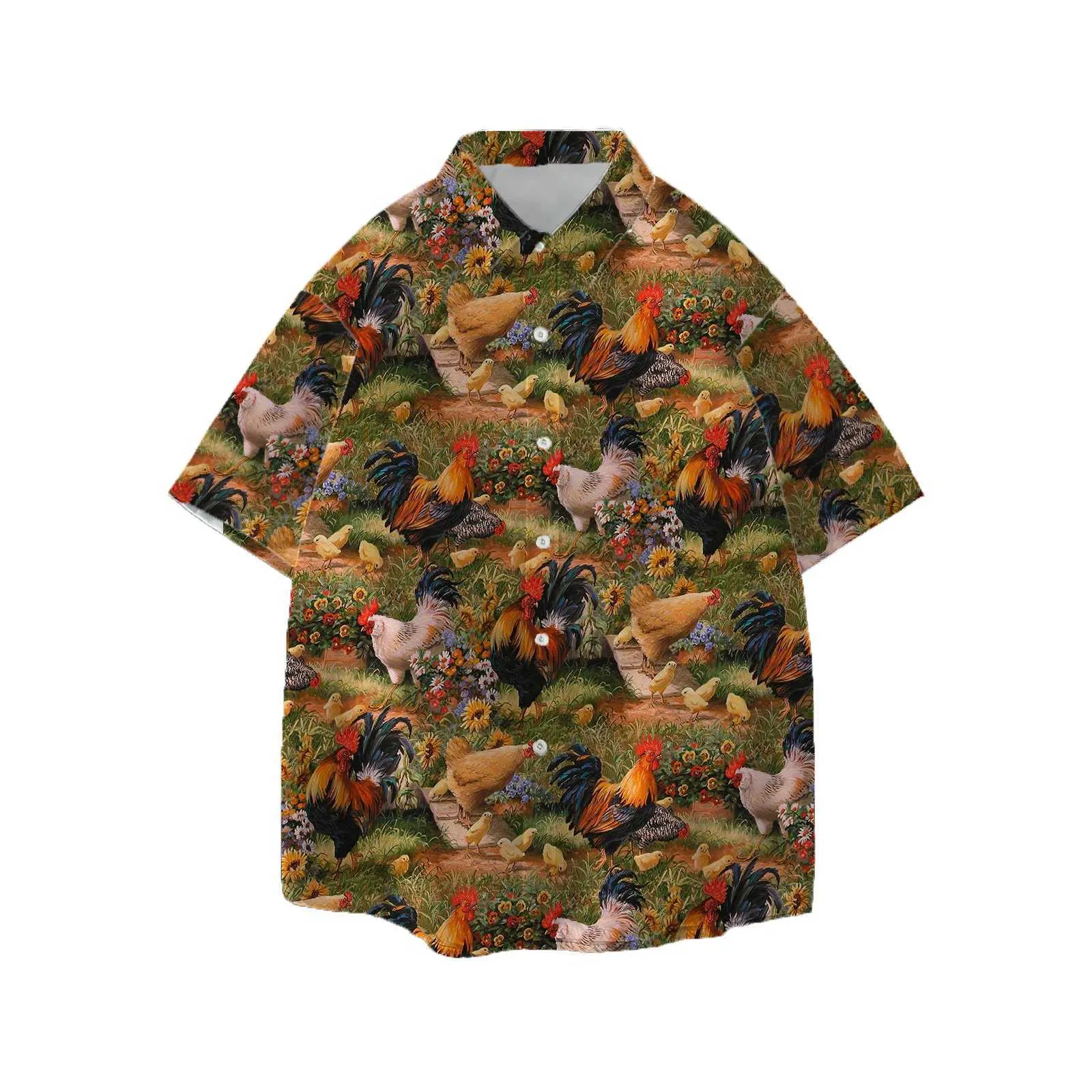 Herren lässige Hemden Jumeast Rooster Truthahn überall über Druckkunst Männer Hawaiian Aloha Hemden Vintage Streetwear Beach Lose Bluse Chicken Kleidung 240424