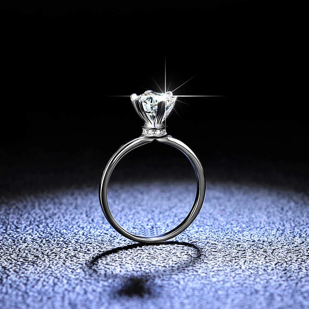 Sier 925 Sterling Ring Mo Sang Diamond Sechs Klaue weibliche Ring Fashion Labber sechs Klauenschmuck Tiktok Live -Sendung