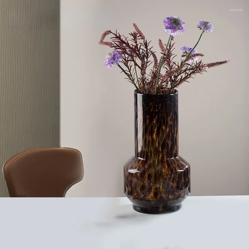 Vasen moderne einfache Blumenvase kreatives Leopardenmuster Hausdekoration Hochdurchlässigkeit Glaspflanze Multi-Szenen-Raumdekoration