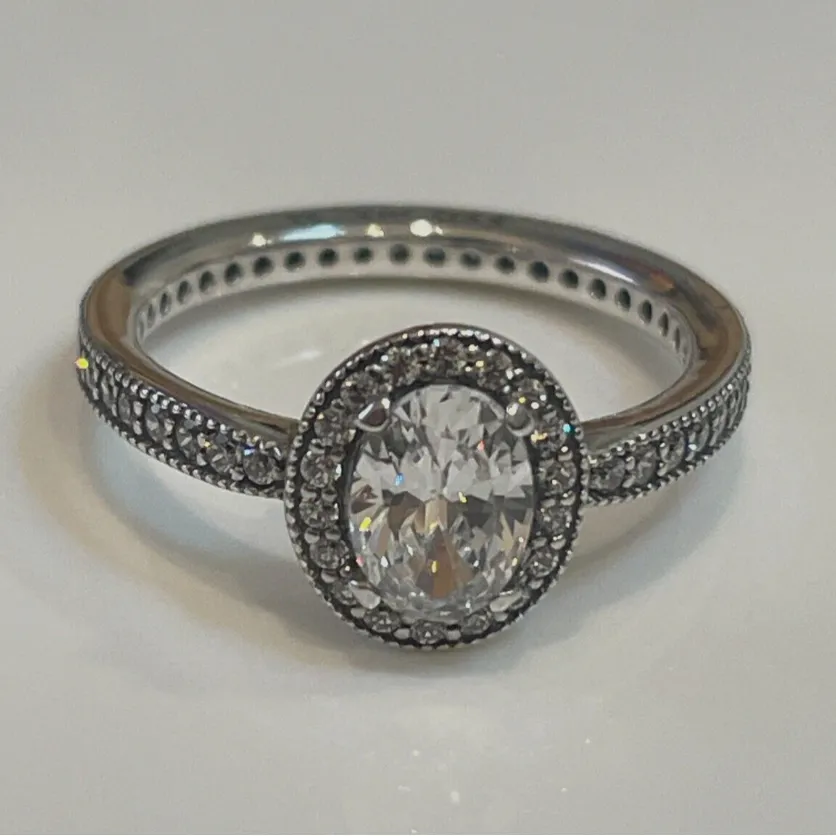 925 Sterling Silver Silver Vintage Ring elegante Crystal CZ