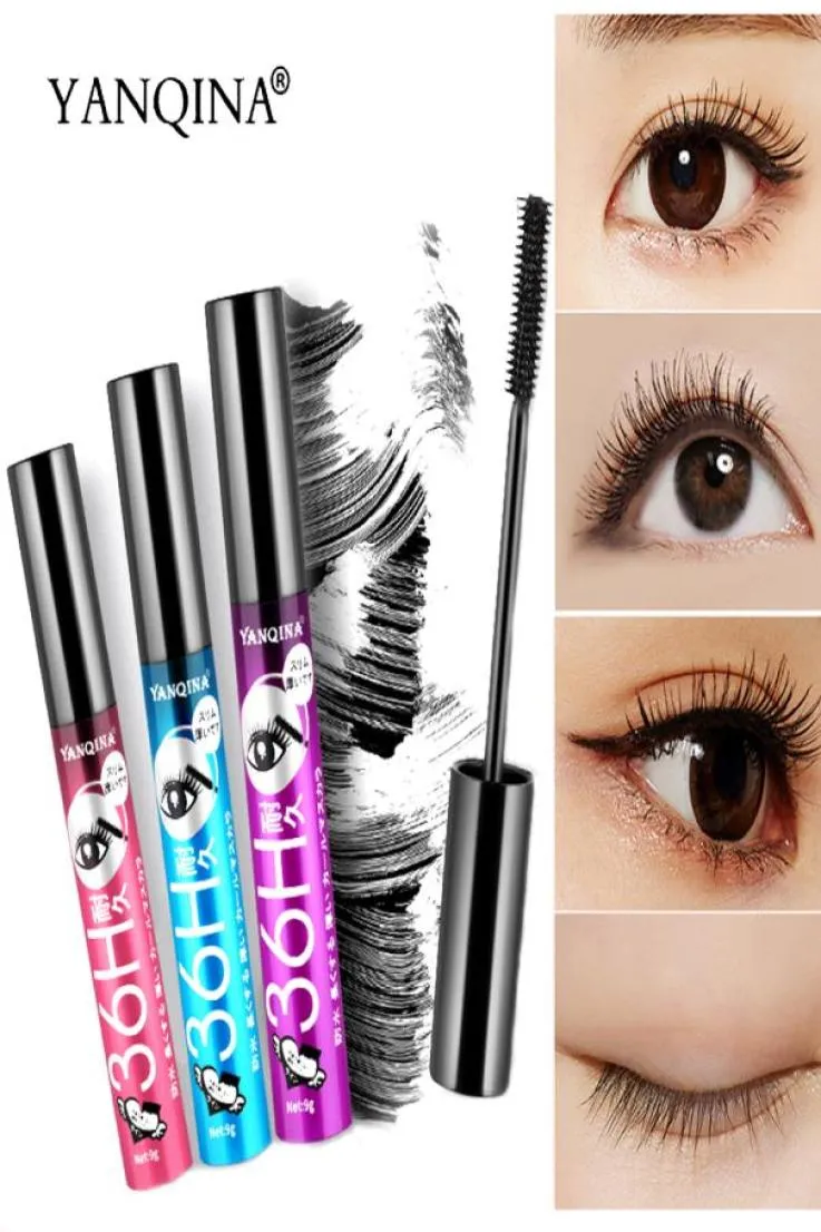 Yanqina 36H zwarte mascara waterdichte 3D zijden vezel wimper mascara dikke verlenging mascara ogen wimperverlenging schoonheid gereedschap 5721359