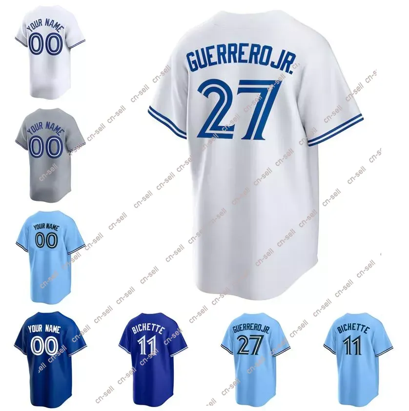 Blue Jays Custom Baseball Jerseys Vladimir Guerrero Jr Bo Bichette Home Away Jersey Men Women Youth S-3xl