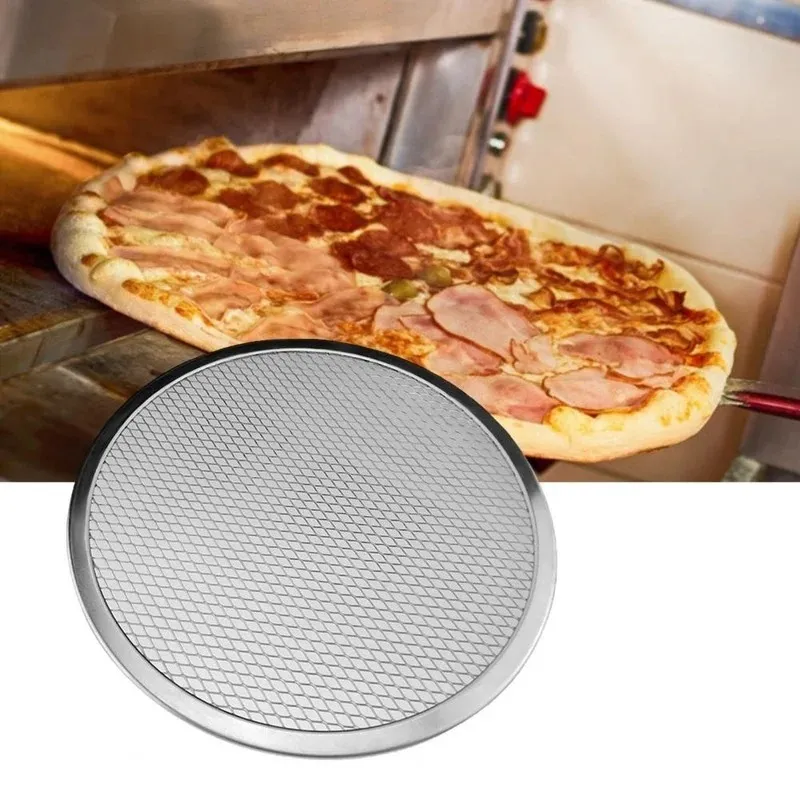 2024 pizzaria assar a bandeja de pizza de alumínio de alumínio de grau de alumínio redondo assadeira redonda de assadeira