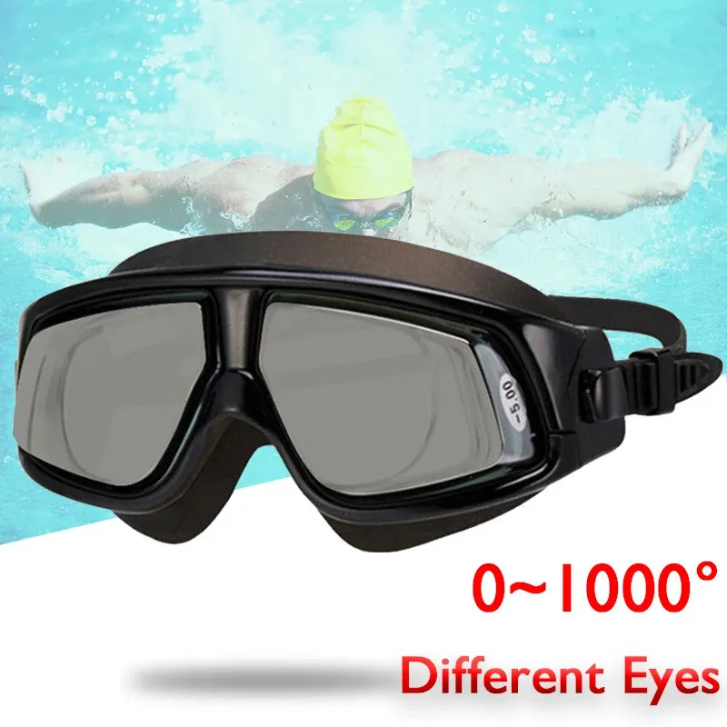 -1.5 ila -10.0 Miyopya Yüzme Gözlük Silikon Büyük Çerçeve Anti Sis Yüzme Gkges Sol Gözler İçin Özel Derece 240412