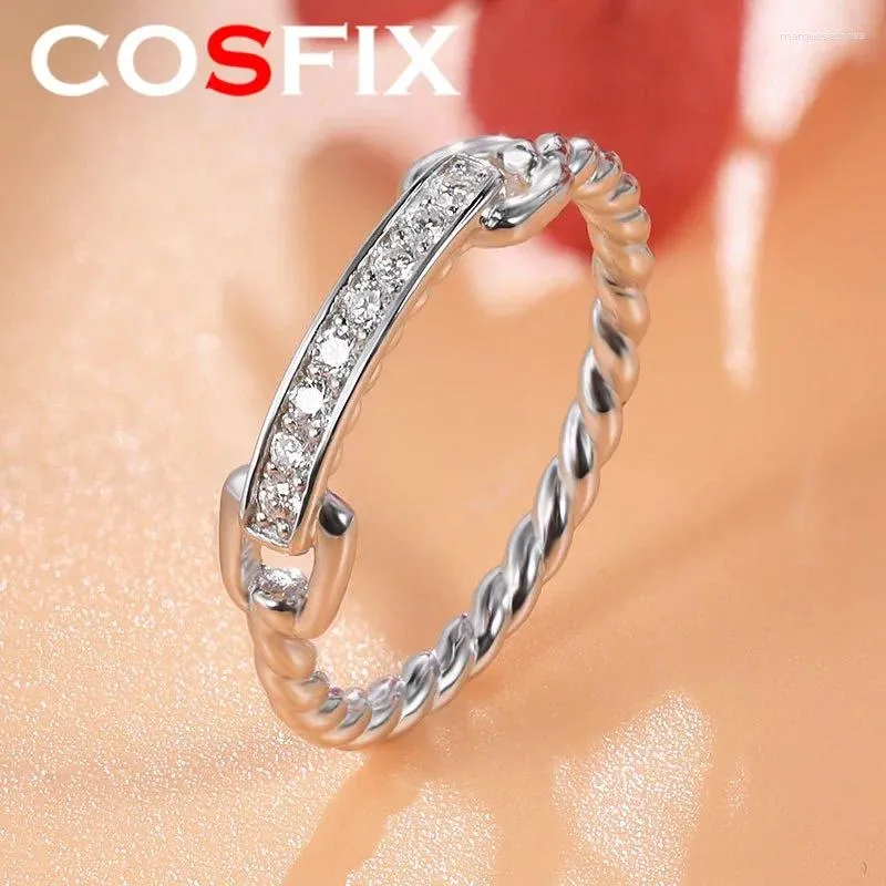 Cluster ringen Cosfix echte briljante Moissanite Ring Origineel 925 Sterling Silver Engagement Wedding For Women Luxury Quality sieraden