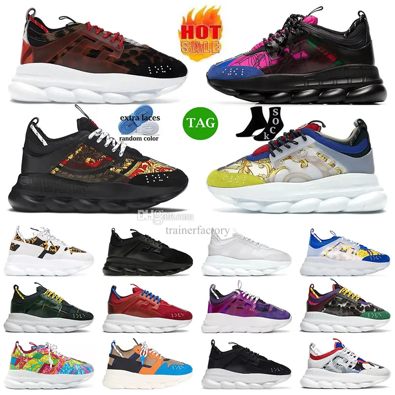 Newest Chain Reaction Designer Shoes Luxuryx Rubber Black White Blue Grey Suede Men Trainers Women Chainz Twill Chunky Plate-forme Sneakers Sports casual shoes 36-45