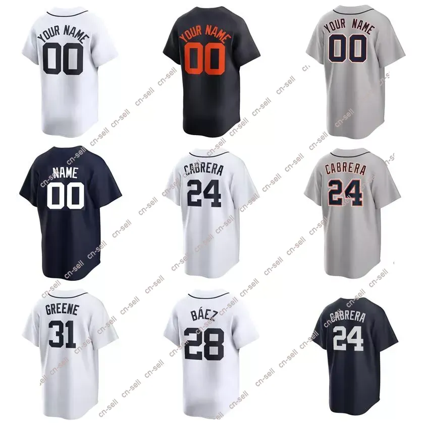 Nova camisa de beisebol personalizada Miguel Cabrera Javier Baez Riley Greene Home Away Jersey Men Mulheres Juventude