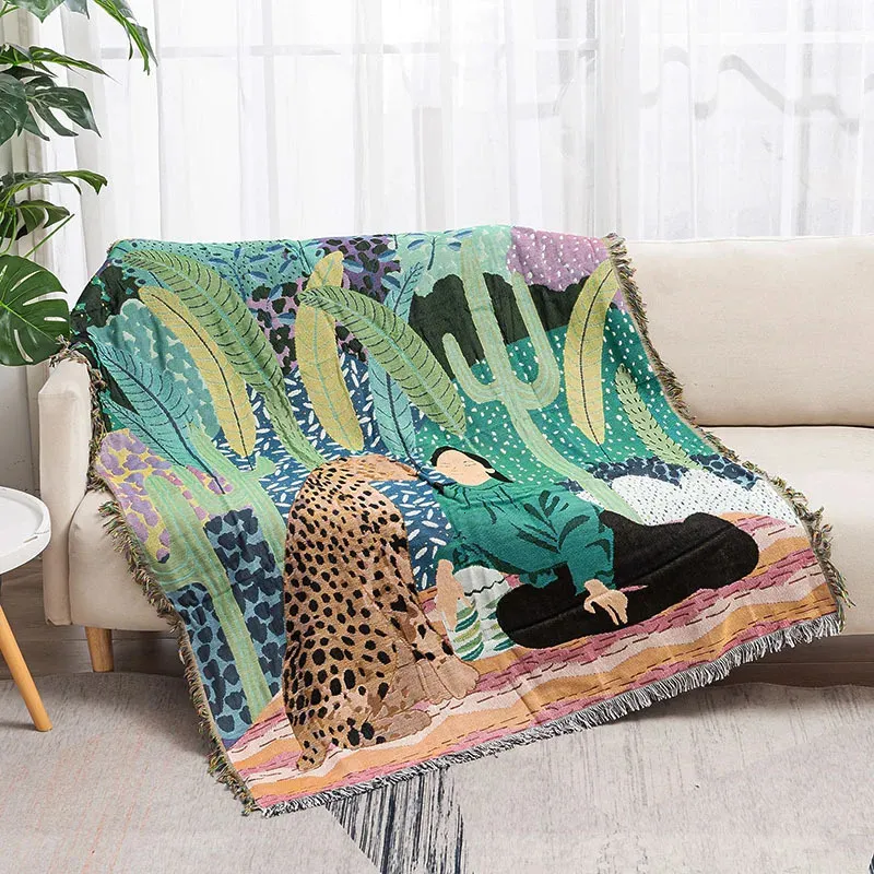 Regenwald Tiger Farbe Geometrisches Muster Sofa werfen Decke abstrakte dekorative Hangdielderpapierdecke Teppich Home Decor 240409