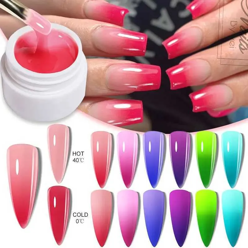 Nagellak lilycute 8 ml thermische extensie nagelgel harde gel semi permanente temperatuur kleurveranderende nagellak verlengde nail art vernis y240425