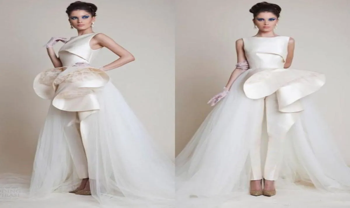 White Ivory Ruffles Zuhair Murad Evening Dresses Unique Designer Tulle kjol Formell parti Prom Gown 20199314696