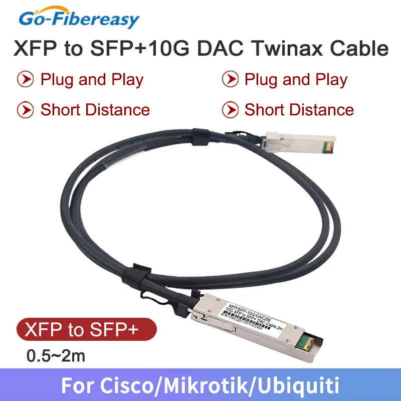 XFP to SFP 10G DAC Cable 1M,2M Passive Direct Attach Copper Twinax Cable For Cisco,Ubiquiti,Mikrotik XFP 10Gbs DAC Twinax Cable