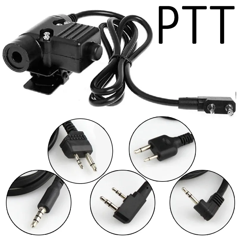 Accessoires Military U94 PPT Cable Adapter Headset Push / Appuyez pour parler de fil pour Motorola Midland ICOM Kenwood / Baofeng Radio Cable Dispositif