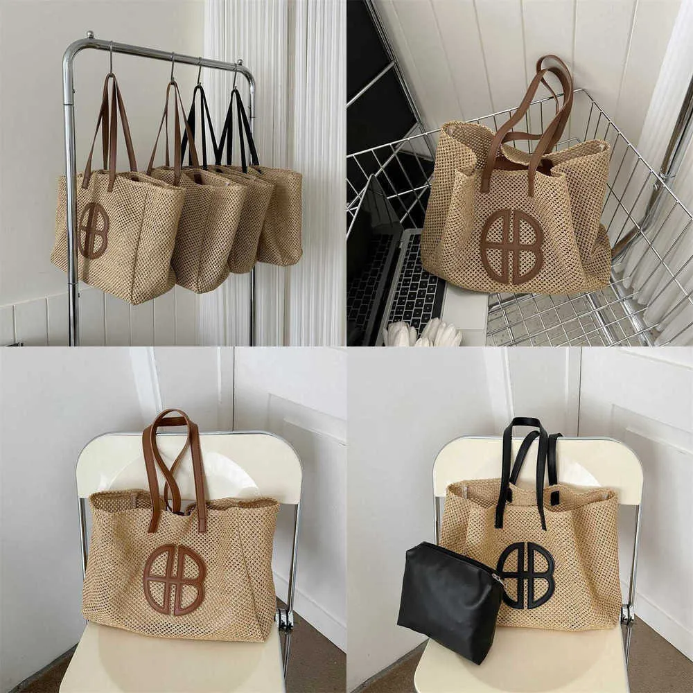 Beach Bags Ladies Woven Bag Contrast Grass Fashion Instyle Trendy Women's Shoulder Handbag